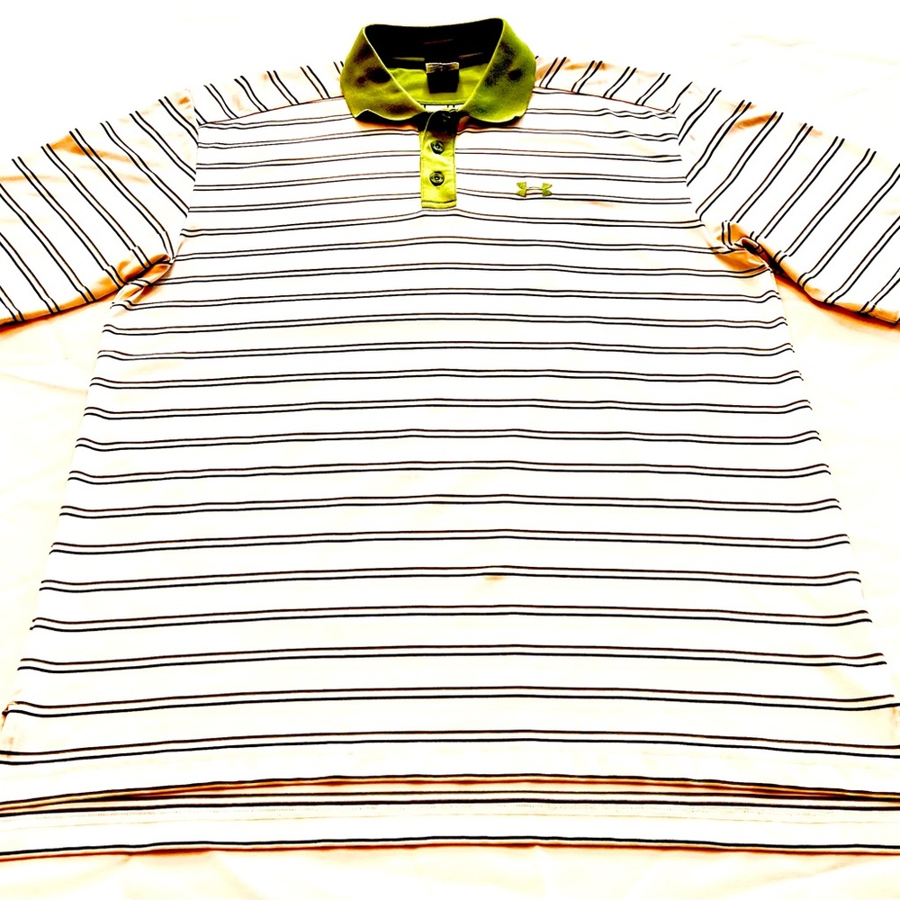 Under Armour Men's Polo Shirt with Green Collar and Stripes